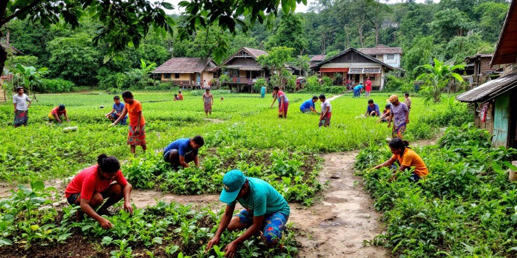 Gambaran desa Coper dengan aktivitas pertanian berkelanjutan.