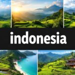 Kolase foto pemandangan indah Indonesia yang beragam.